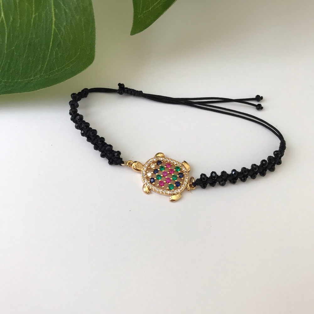 Adjustable delicate turtle 🐢 crystal Bracelet